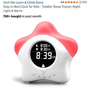 Kids Star-Shaped Sleep Trainer Clock - Pink